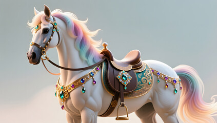 3D mythological horse decorated with precious gemstones