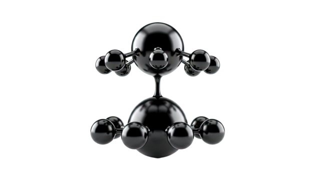 Abstract Black Spheres Connected Structure - Powered by Adobe