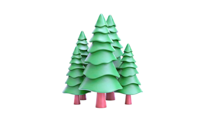 Group of cartoon fir trees
