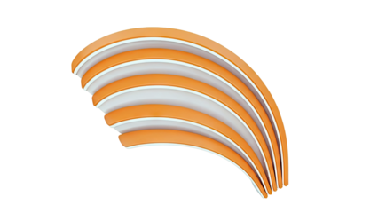 Abstract orange and white curved layers