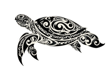 Fototapeta premium A turtle with a black and white design on its shell