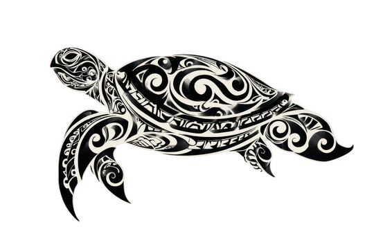 A turtle with a black and white design on its shell