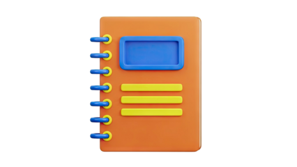 3D Orange Notebook with Blue and Yellow Accents