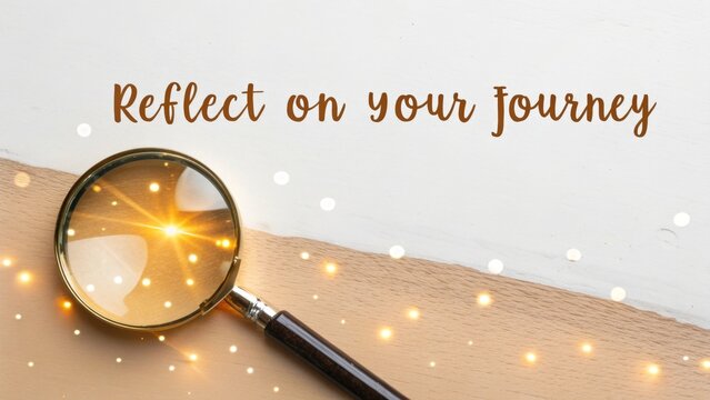 Magnifying glass reflecting on a journal page