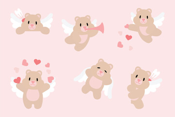 Valentine cupid bear with bow and arrows