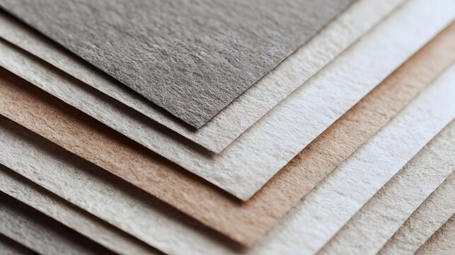 stack of paper sheets texture, neutral color palette, flat lay