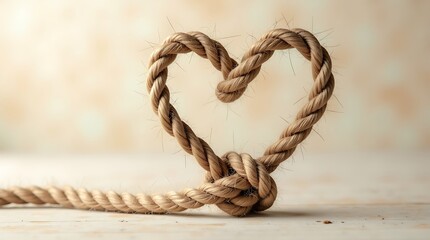 Obraz premium Rustic Rope Heart Symbol of Love and Unity