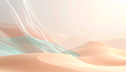 Fototapeta premium Abstract desert landscape with flowing pastel fabric.