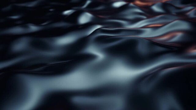 Abstract dark metallic fluid surface with elegant ripples and subtle reflections for modern technology concept and luxurious background texture