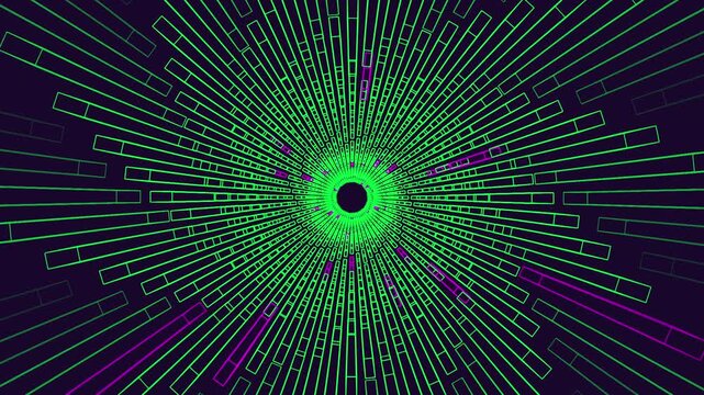Digital Corridor Floating Server Blocks Wireframe Purple Matrix Green Magenta Glitch Cybersecurity Deep Web UI High Speed Journey Loop 4K ProRes 422 HQ