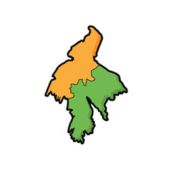 Fototapeta premium A map with orange and green areas