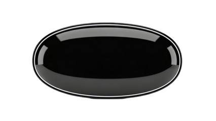 Glossy Black Oval Badge with White Trim