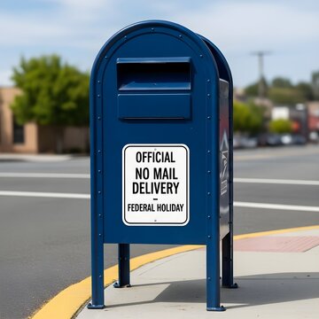 USPS mailbox with no mail delivery sign for MLK Day federal holiday observance