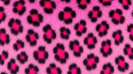 Obraz premium Vibrant pink leopard fur pattern with bold black spots for fashion and design