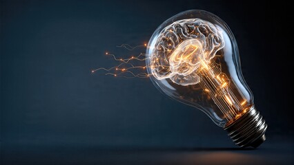 Innovative concept of brain shaped light bulb symbolizing creativity and ideas