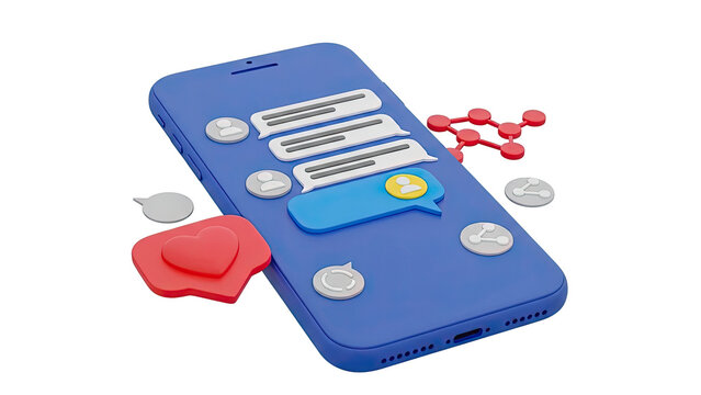 3D Illustration of Smartphone with Social Media Icons - Powered by Adobe