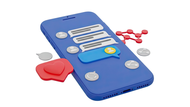 3D Illustration of Smartphone with Social Media Icons - Powered by Adobe