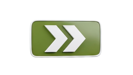3D Rendered Double Right Arrow Icon on Green Background