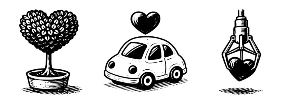 ハートモチーフのストーリー系ステッカー集、Heart Motif Valentine Sticker Collection