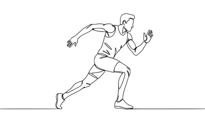 Obraz premium One Line Art Sprinting Male Athlete Vector Illustration