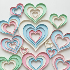 Valenstine day Colorful layered hearts in pastel shades for Valentine's Day decoration