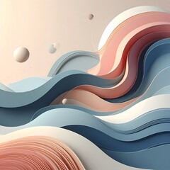 Abstract wave art with layered pastel colors