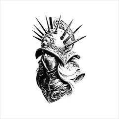 Spiked Medieval Helmet with Ornate Armor Details