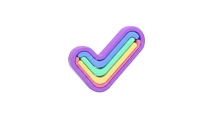 Layered Check Mark Symbol in Pastel Colors