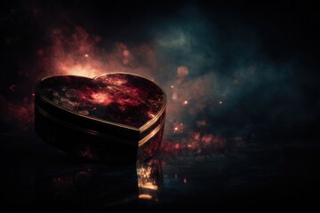 A Cosmic Heart: Unveiling the Universe Within a Heart-Shaped Box, Merging Emotions and the Infinite, Perfect for Capturing the Essence of Love and Mystery