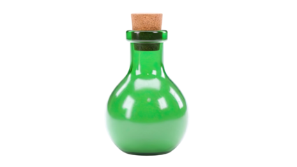 Green glass bottle with cork stopper