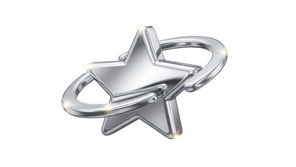 Rotating chrome style sparkling star transparent loop animation material