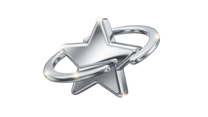 Rotating chrome style sparkling star transparent loop animation material