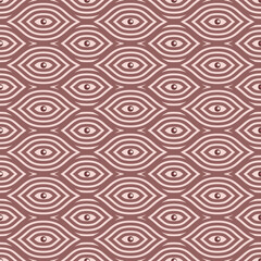 Seamless repeating abstract pattern with layered eye-shaped geometric forms and curved lines. Modern decorative background ideal for wallpaper, textile, fabric, and surface design