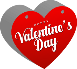 Red heart with happy valentine s day text perfect for designs on transparent background