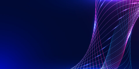Digital wave background featuring glowing wavy lines with geometric triangle gradient design light and neon.