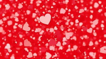 Valentines day background with red and pink hearts and bokeh effect for love