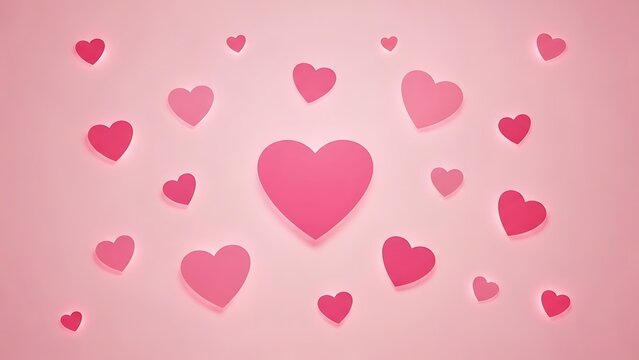 Valentines day background with pink hearts on pastel pink romantic love concept - Powered by Adobe