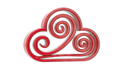 Red Cloud Symbol with Swirls