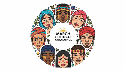 Diverse cultural representations illustration featuring multicultural people in traditional attire