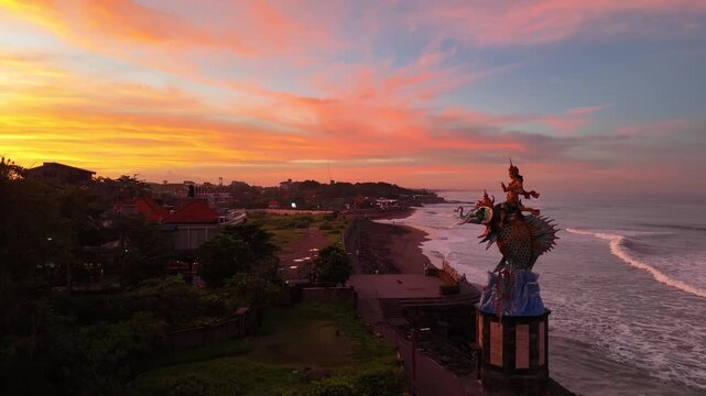 Bali beach called Prerenan north of Canggu I have recorded this drone footage at first sunlight at 5am, waiting for the sun to come up over the horizon, hitting all the notes from pink to orange, whil