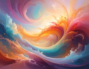 An abstract, swirling, colorful vortex of ethereal light