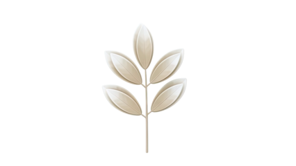 Minimalist beige leaf sprig on white background