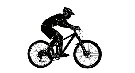 Obraz premium Professional cyclist riding mountain bike with helmet