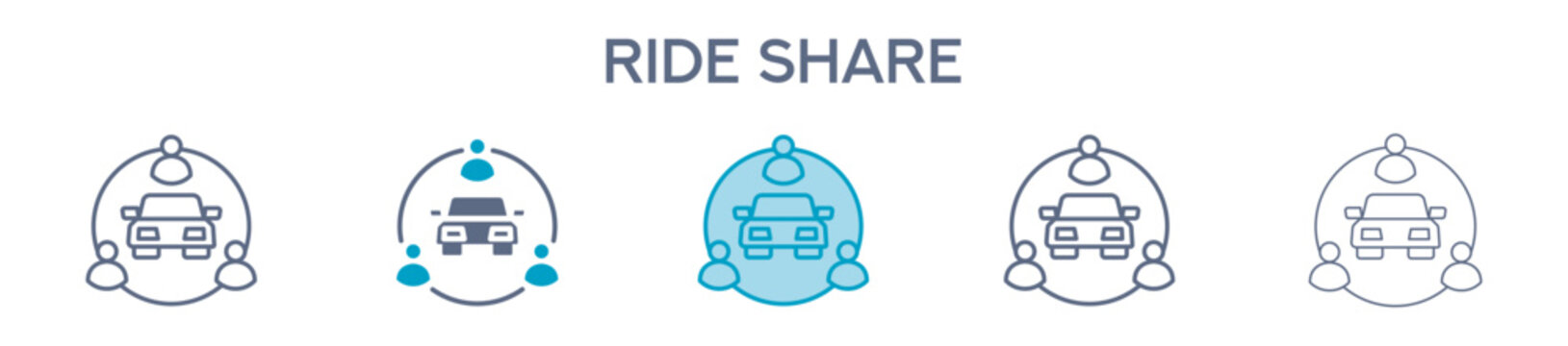 Ride Share Element For Design Graphic - Multi Styles. Vector Illustration Of Two Colored And Black. Multiple Icons Designs Can Be Used For Mobile, Ui, Web 

