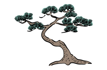 松の木のイラスト(線あり)