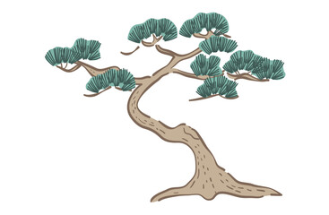 松の木のイラスト(カラー線)