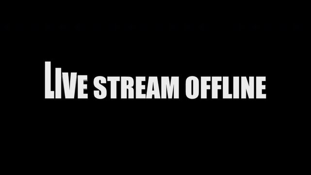 Live stream offline text animation in black and white color with wavy echo style