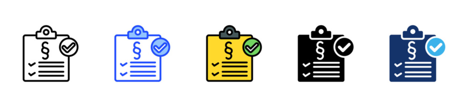 Legal Summary Icon Collection With Multiple Styles