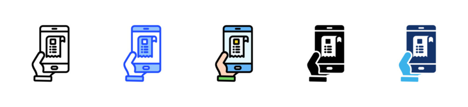 Digital Receipt Icon Collection With Multiple Styles