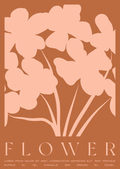 Trendy Groovy Vector Illustration Set in Matisse style. Floral Retro Art Card.  Plants, flowers and leaves in hand drawn style.